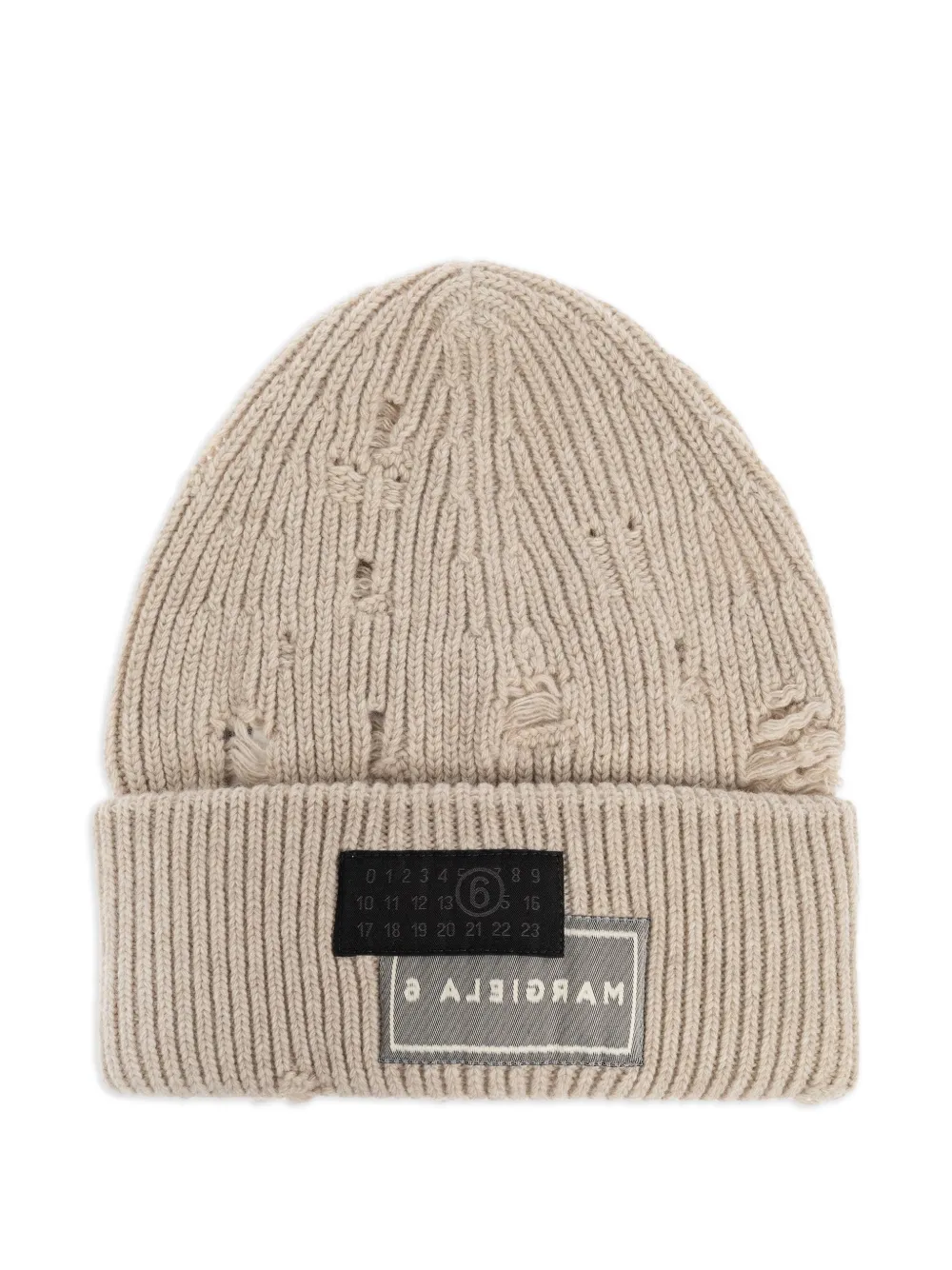 MM6 Maison Margiela ribbed beanie | Neutrals | Image 1