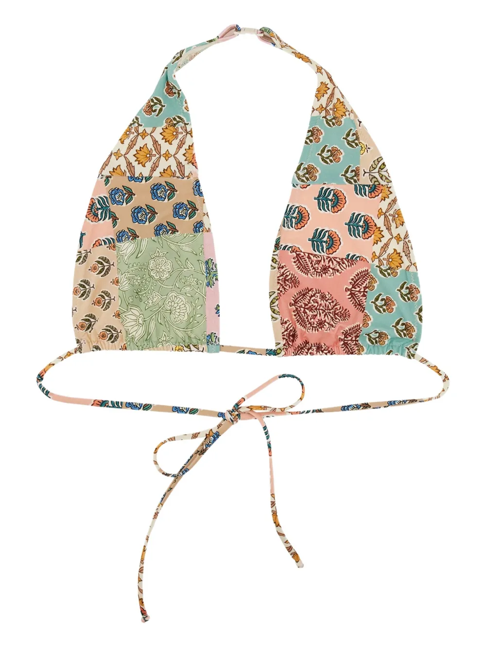 MC2 Saint Barth patchwork halter bikini top Beige