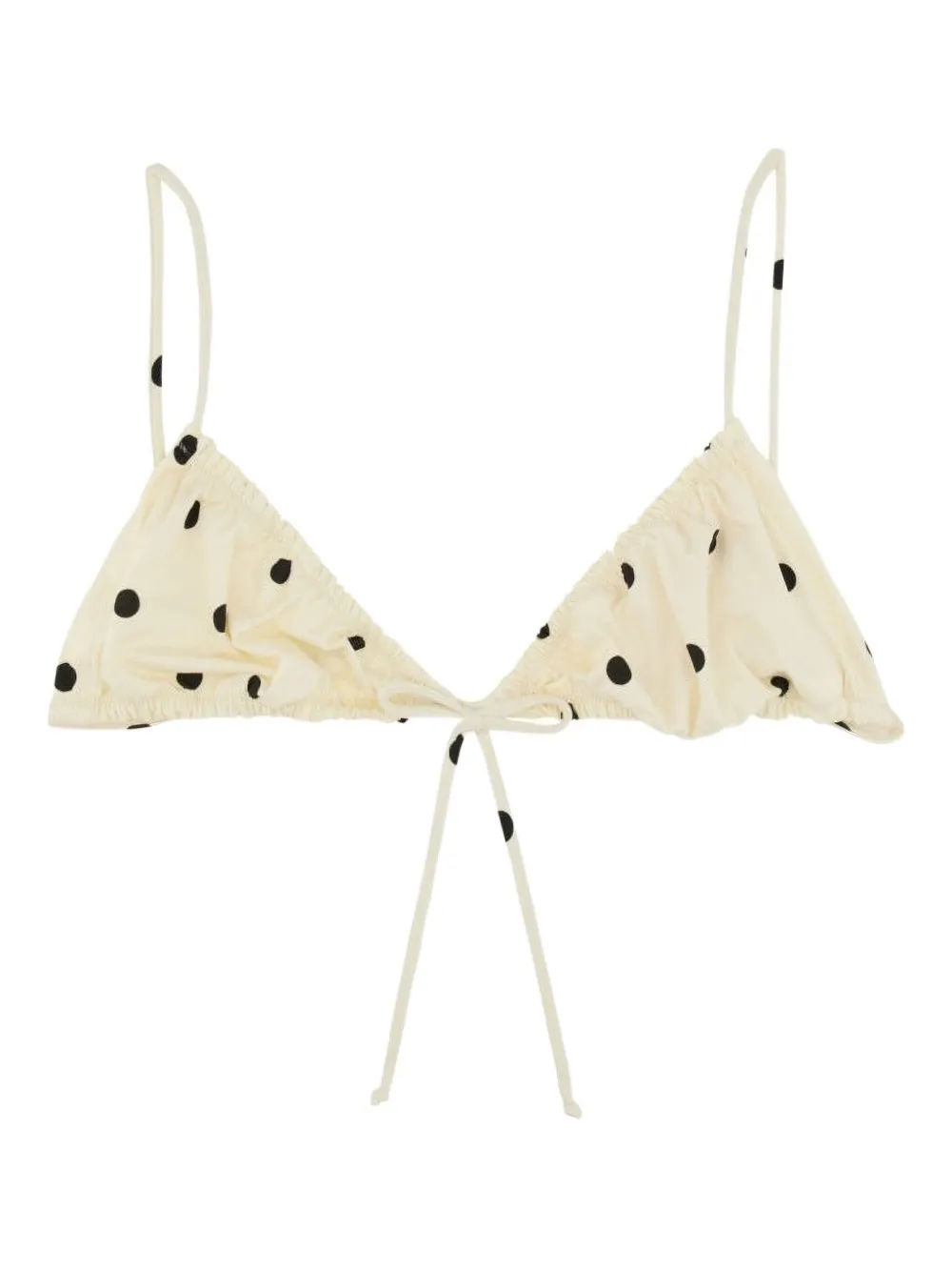 MC2 Saint Barth polka-dot ruffled bikini top Beige