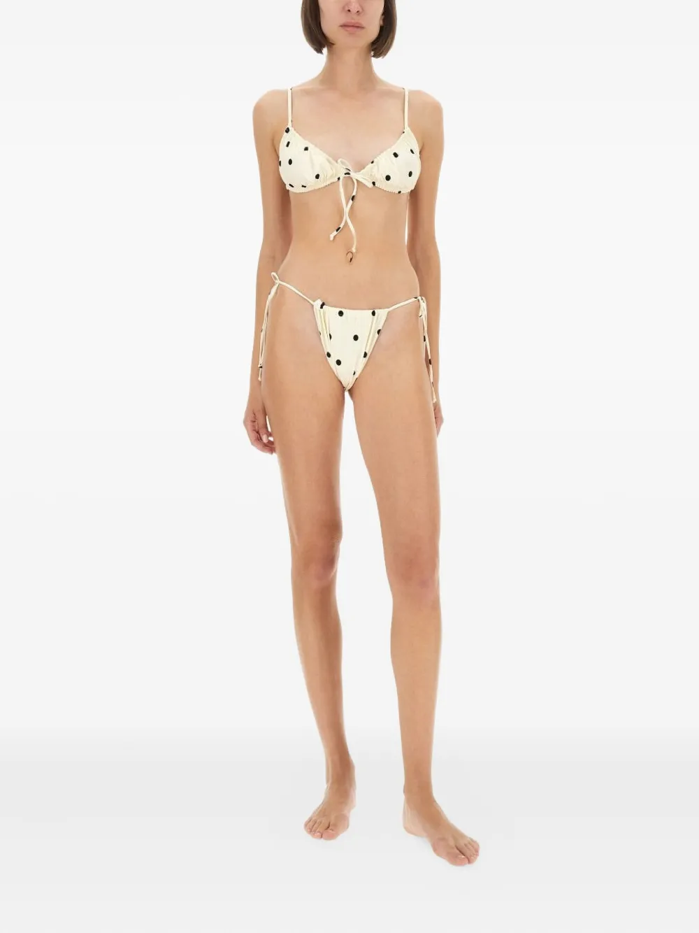 MC2 Saint Barth polka-dot ruffled bikini top Beige