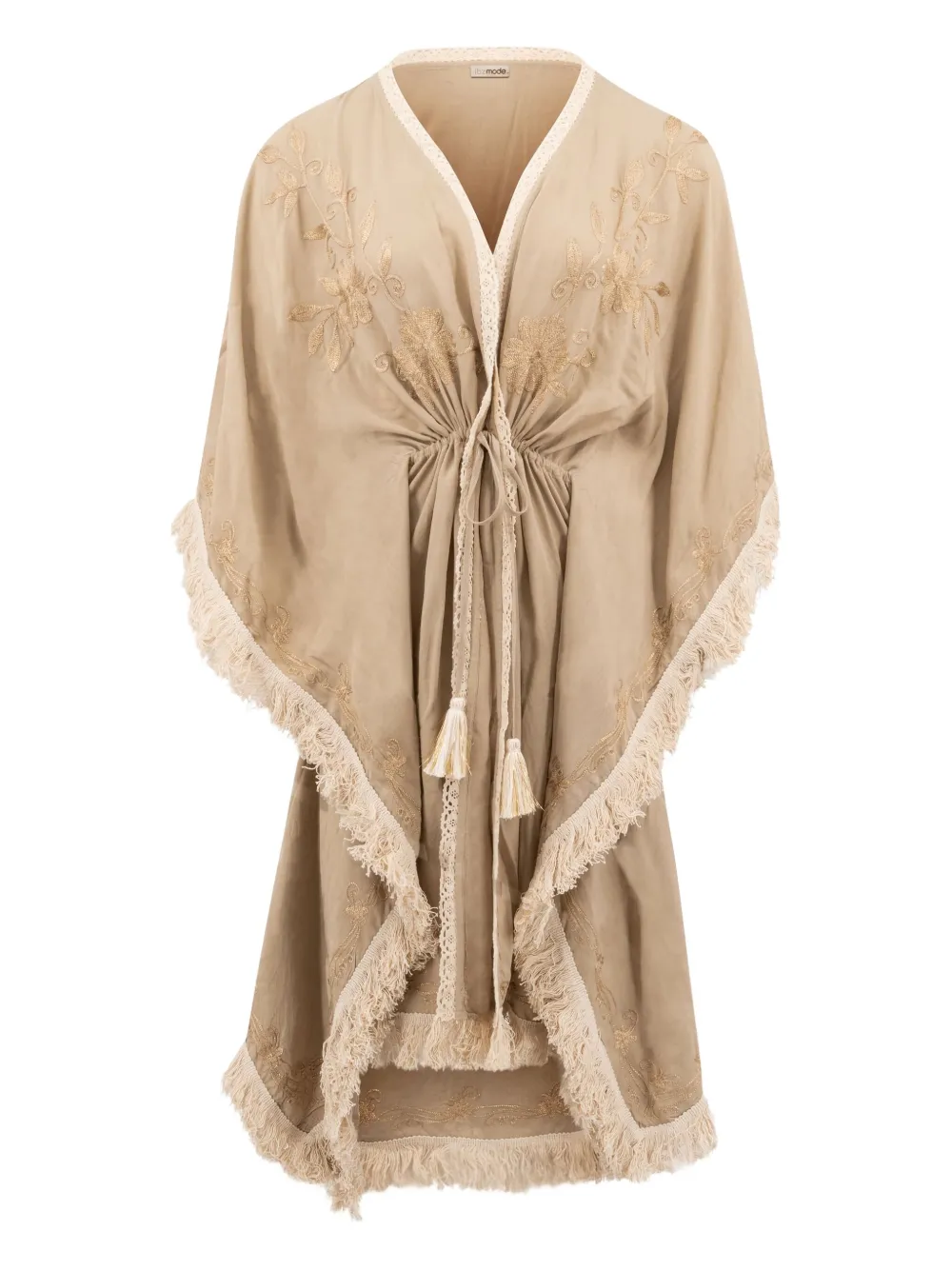 IBZMODE Fringe Fresco embroidered dress | Neutrals | Image 1