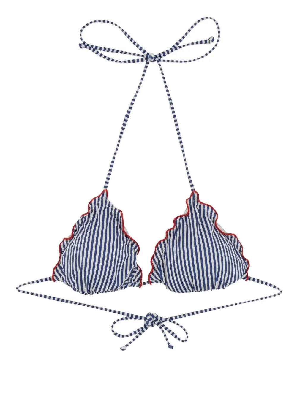 MC2 Saint Barth striped-pattern ruffled-details bikini top Blauw