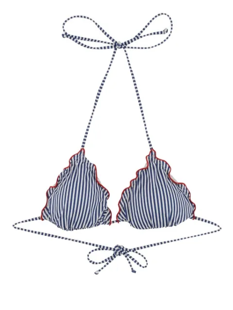 MC2 Saint Barth striped-pattern ruffled-details bikini top