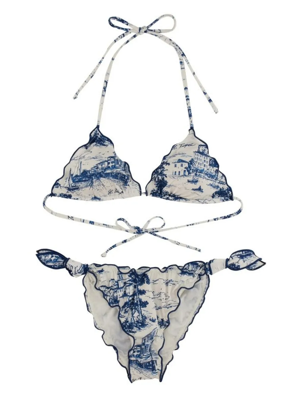 MC2 Saint Barth geometric-print bikini Beige
