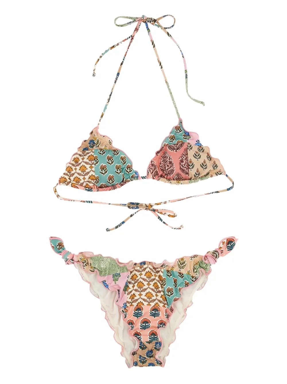 MC2 Saint Barth Sarius patchwork ruffled bikini Roze