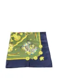 Hermès Pre-Owned 2000s emblem-print silk scarf - Blue