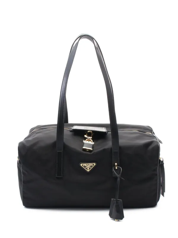 Prada Pre-Owned 2020 logo-plaque Luggage Bag Black FARFETCH IN