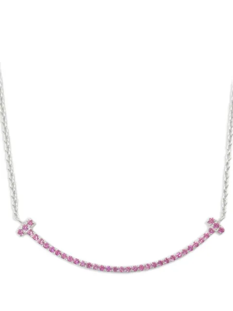 Tiffany & Co. Pre-Owned 2010s 18K white gold small T Smile sapphire necklace