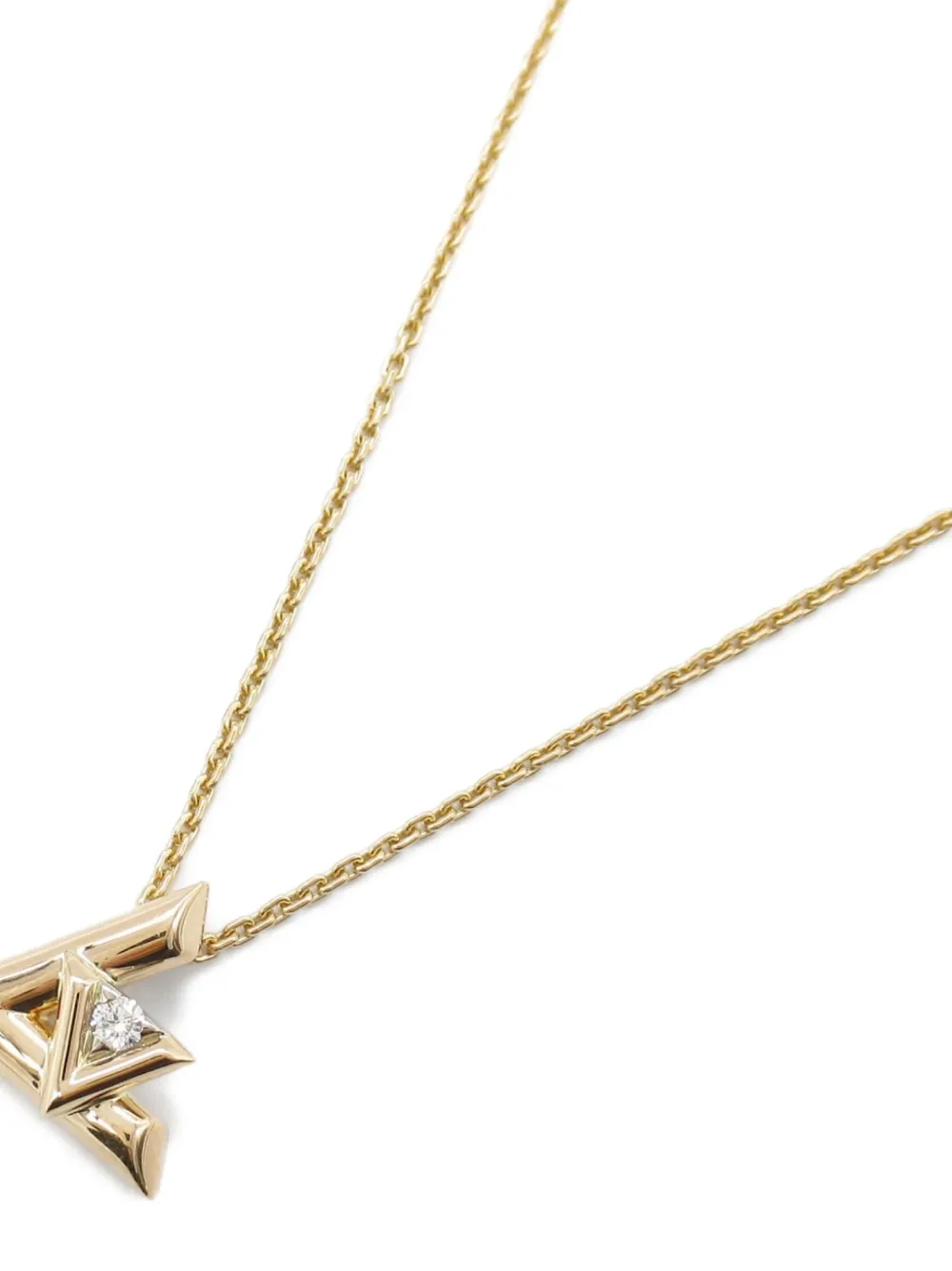 Pre-owned Louis Vuitton 2002 18k Rose Gold Lv Volt One Diamond Necklace