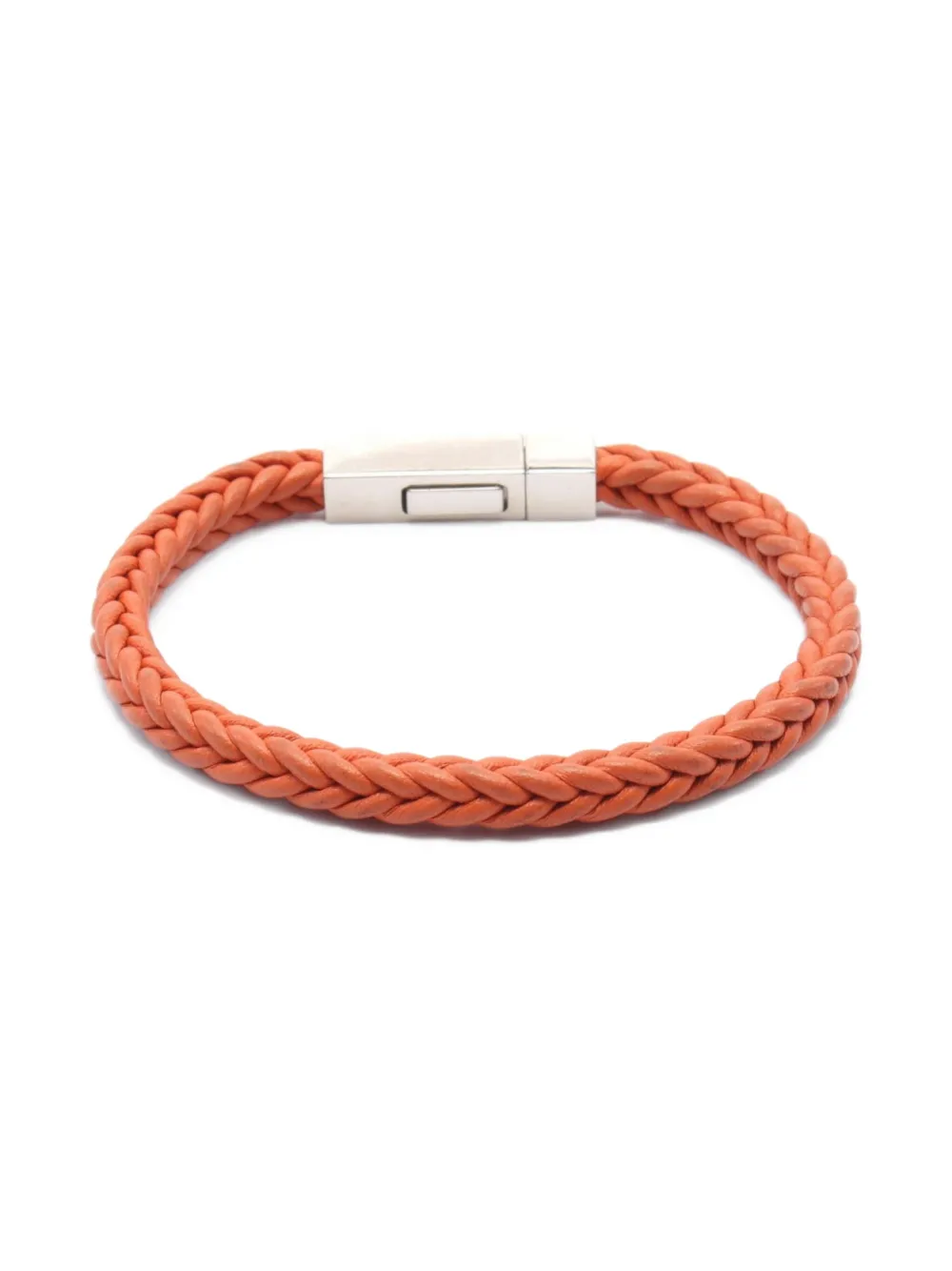 Hermès Pre-Owned pulsera de piel con tejido en forma cuadrada 2000 | plateado | Image 1