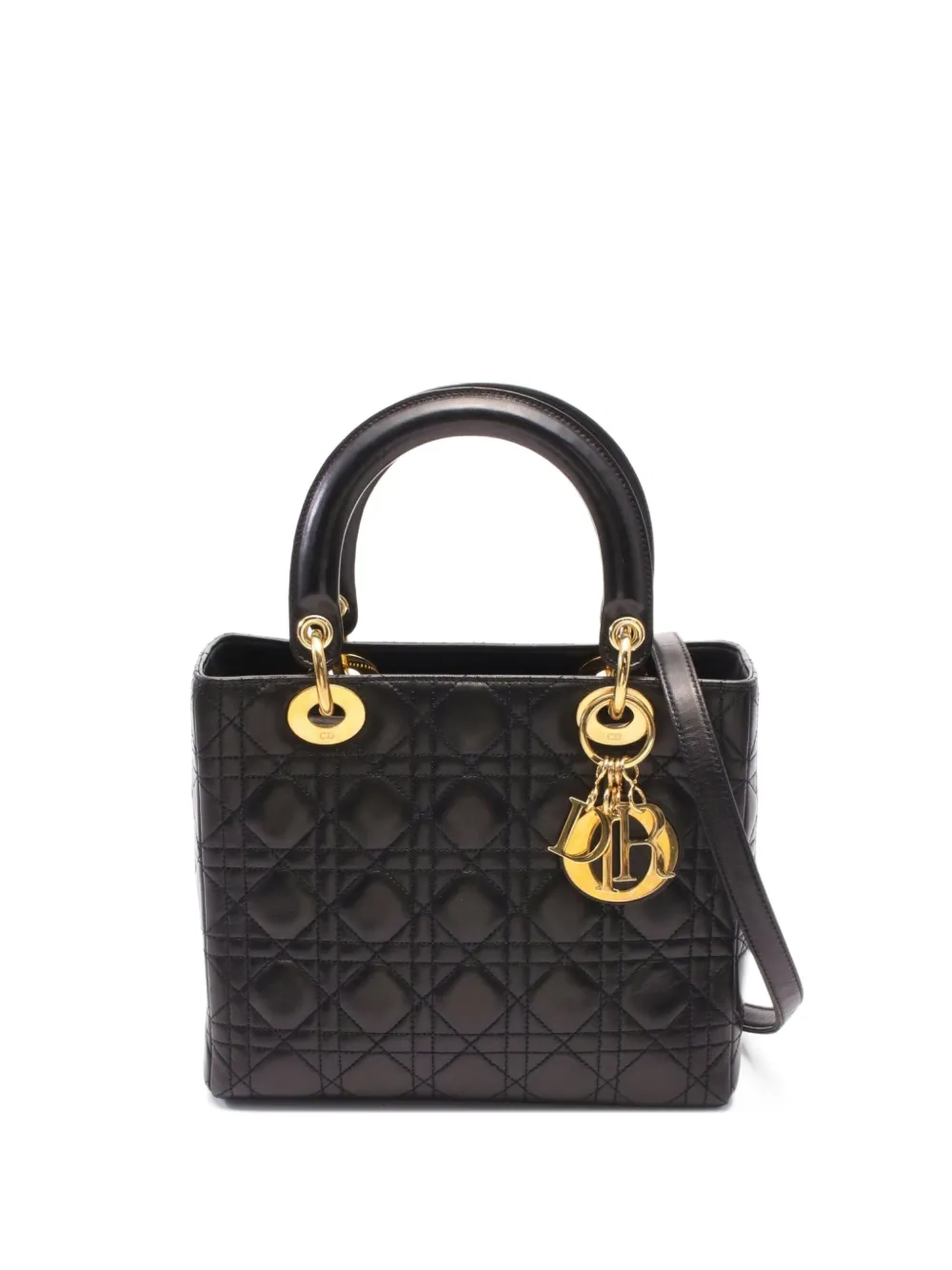 Christian Dior Pre-Owned 2010s カナージュ レディ ディオール 2way ハンドバッグ - ブラック Christian Dior Pre-Owned 2010s カナージュ レディ ディオール 2way ハンドバッグ - ブラック