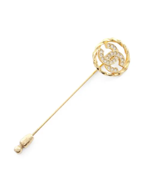 CHANEL Pre-Owned broche con placa del logo 1986-1988