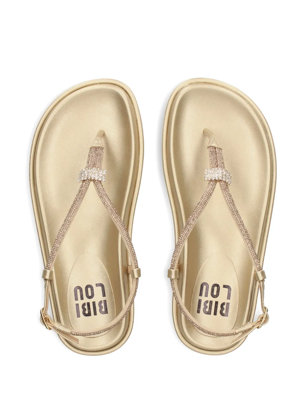 Bibi Lou Rhinestone-embellished Flat Sandals In Gold