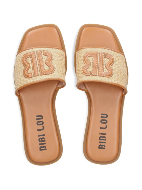 【関税&送料込】BIBI LOU Sandals Brown Bibi Lou logo-embroidered Flat Sandals | Brown | FARFETCH