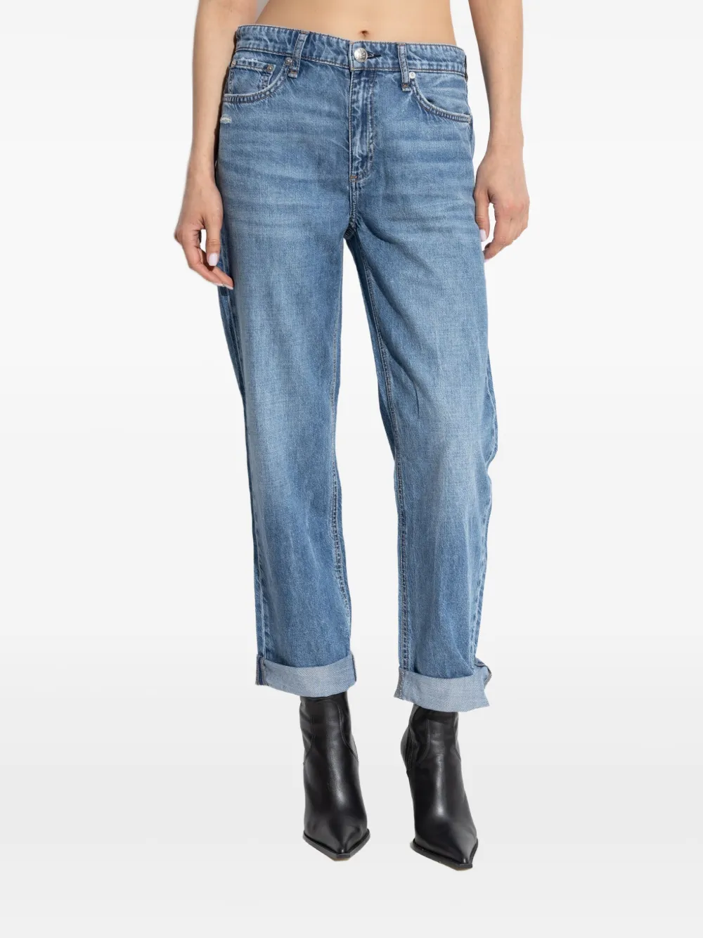 rag & bone Straight jeans met opgerolde zoom Blauw