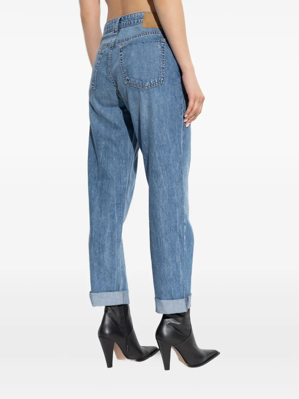 rag & bone Straight jeans met opgerolde zoom Blauw