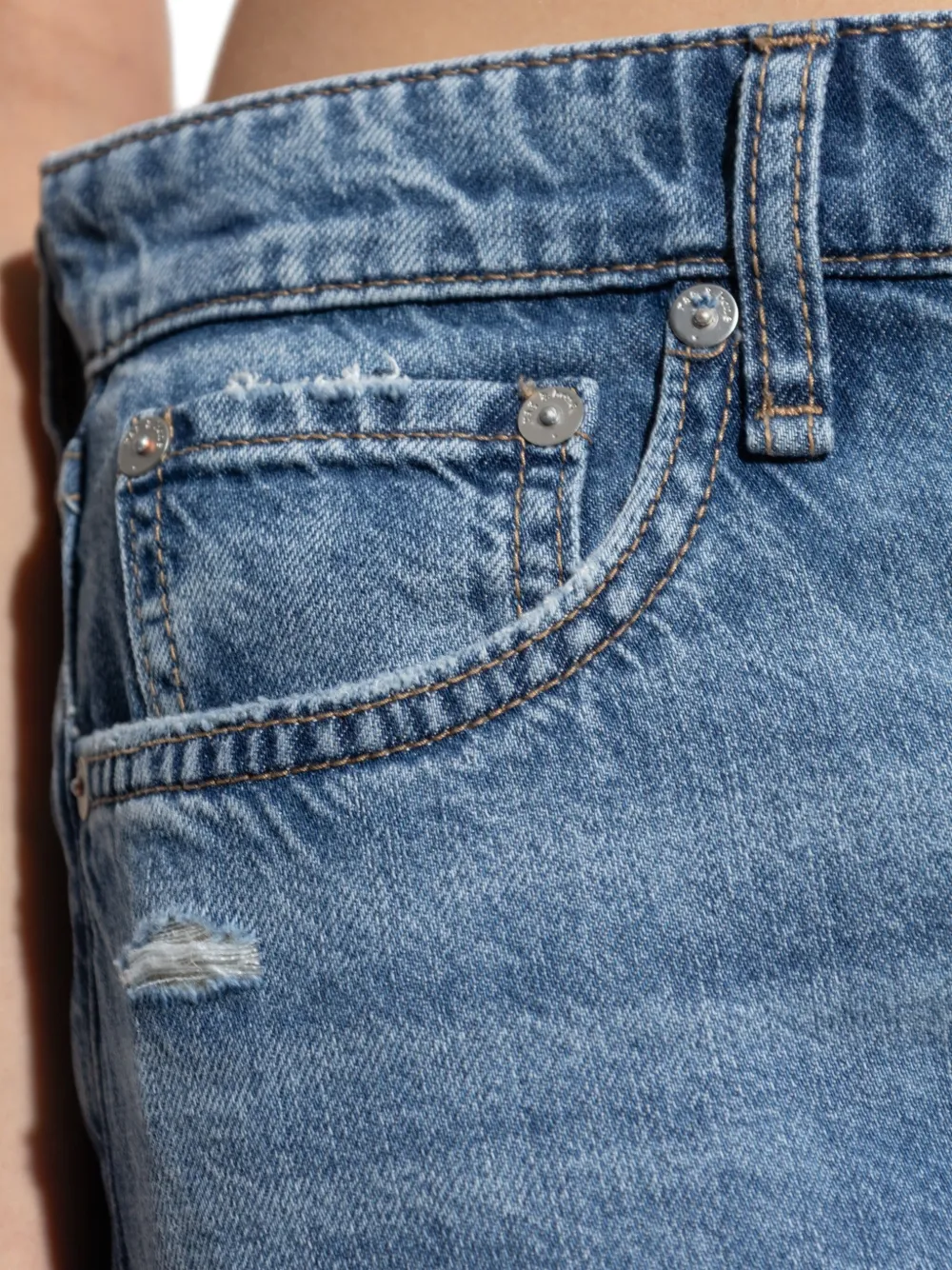 rag & bone Straight jeans met opgerolde zoom Blauw