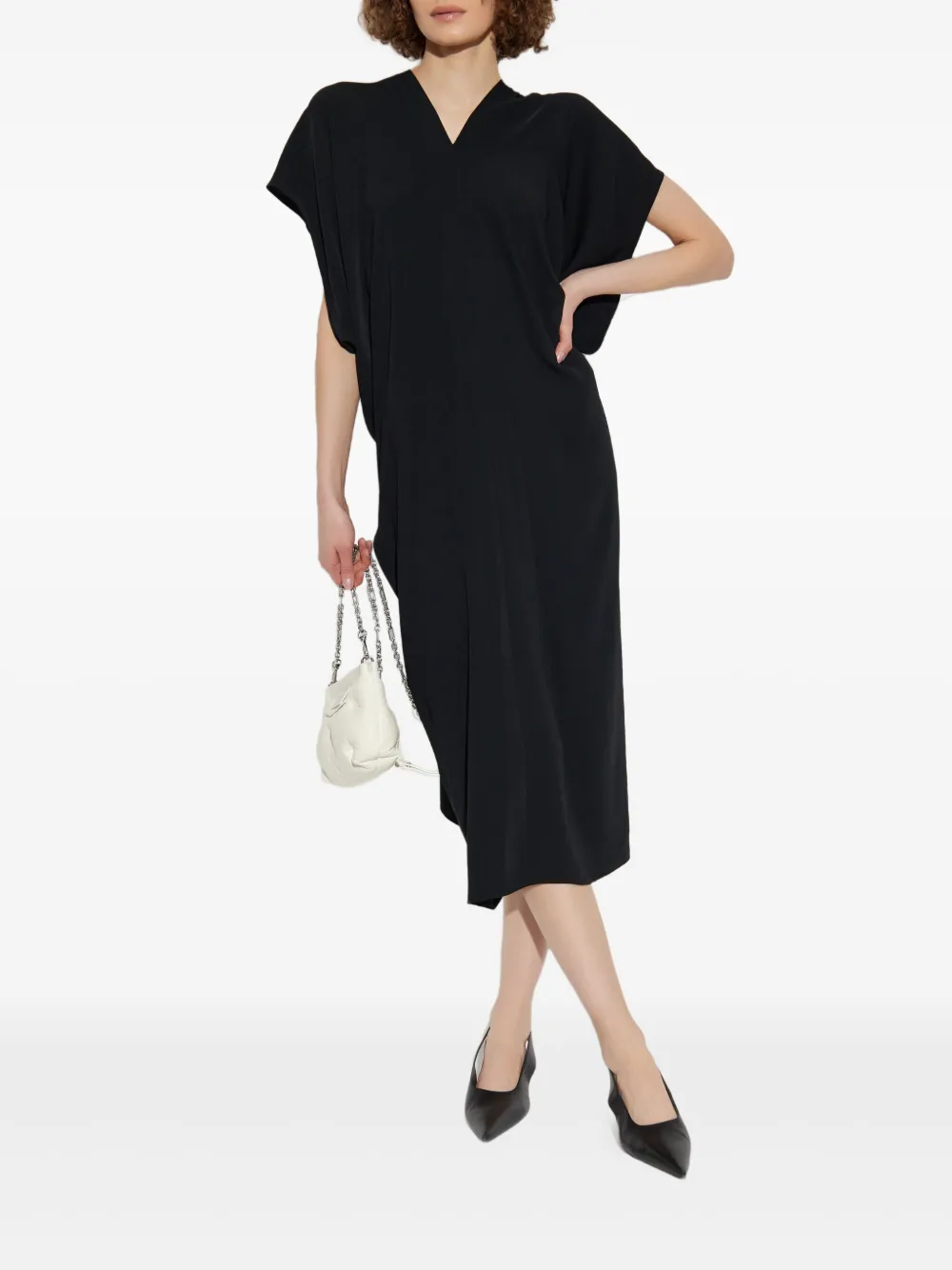 MM6 Maison Margiela draped short-sleeve dress - Zwart