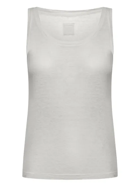 120% Lino top con cuello redondo