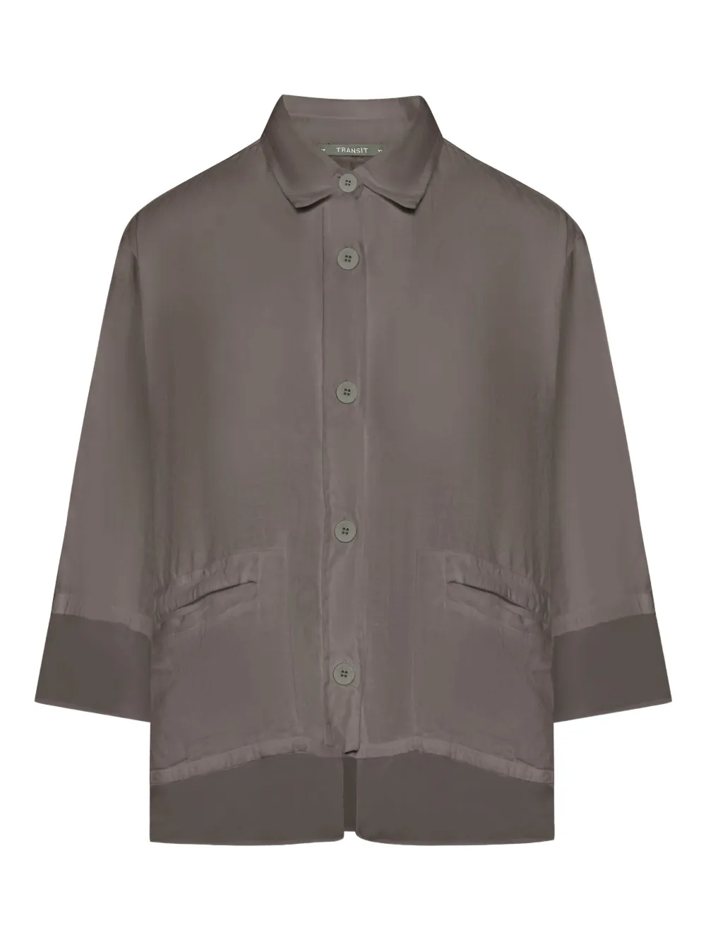 Transit Button-up jack met verlaagde schouders Bruin
