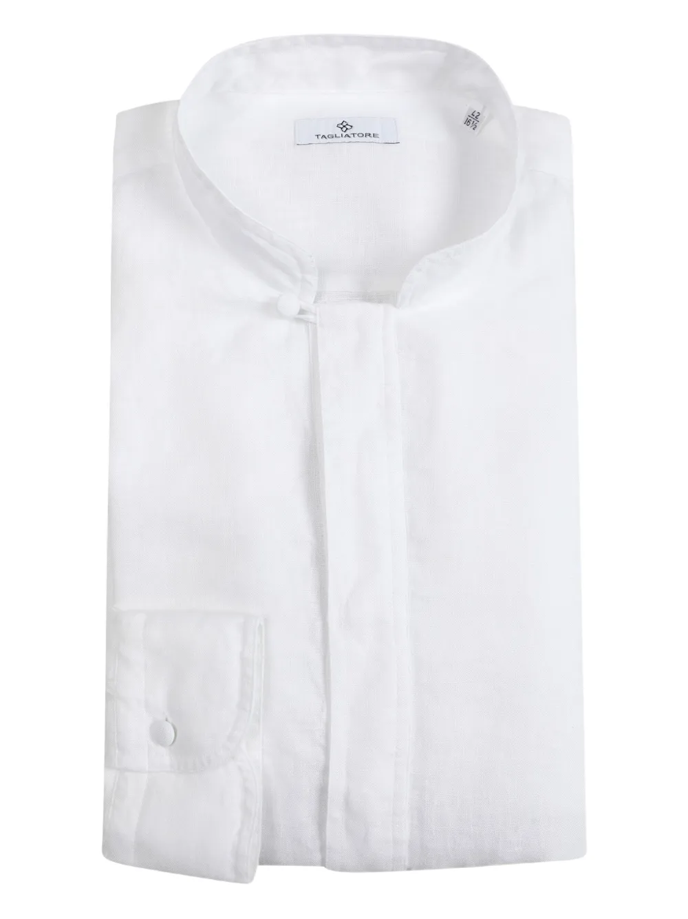 mandarin-collar linen shirt
