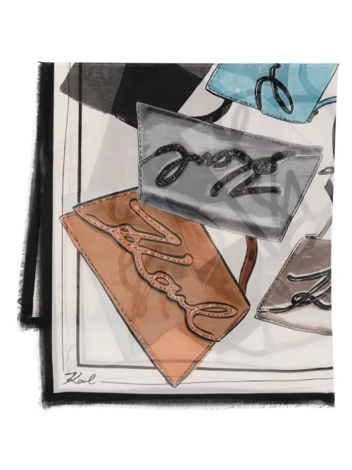 Écharpe à franges - Karl Lagerfeld - Modalova