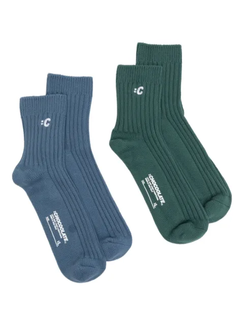 CHOCOOLATE letter-embroidered socks (set of two)