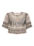 Elie Saab Tulle-art crop top - Neutrals