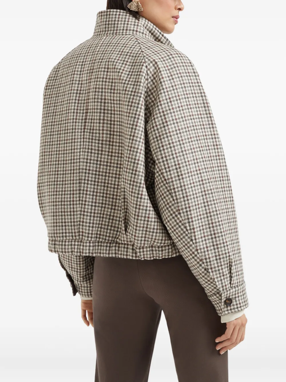 Brunello Cucinelli Geruit flanellen jack Beige