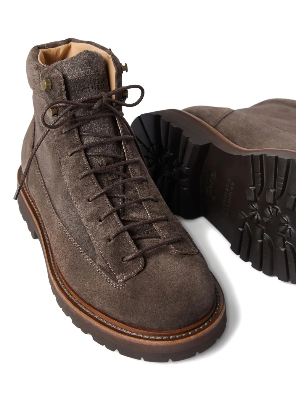 Brunello Cucinelli suede hiking boots Brown