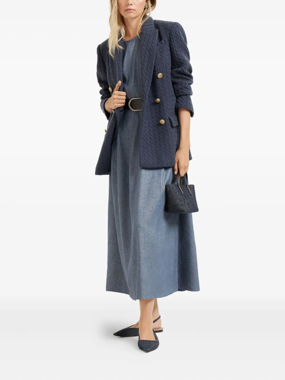Brunello Cucinelli Crêpe maxi-jurk - Blauw