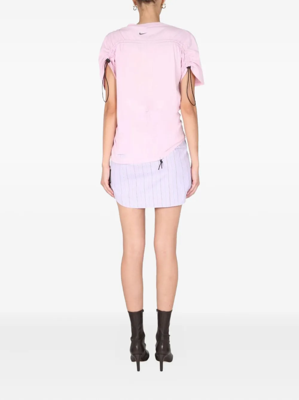  1/off Drawstring Striped Dress - Pink 