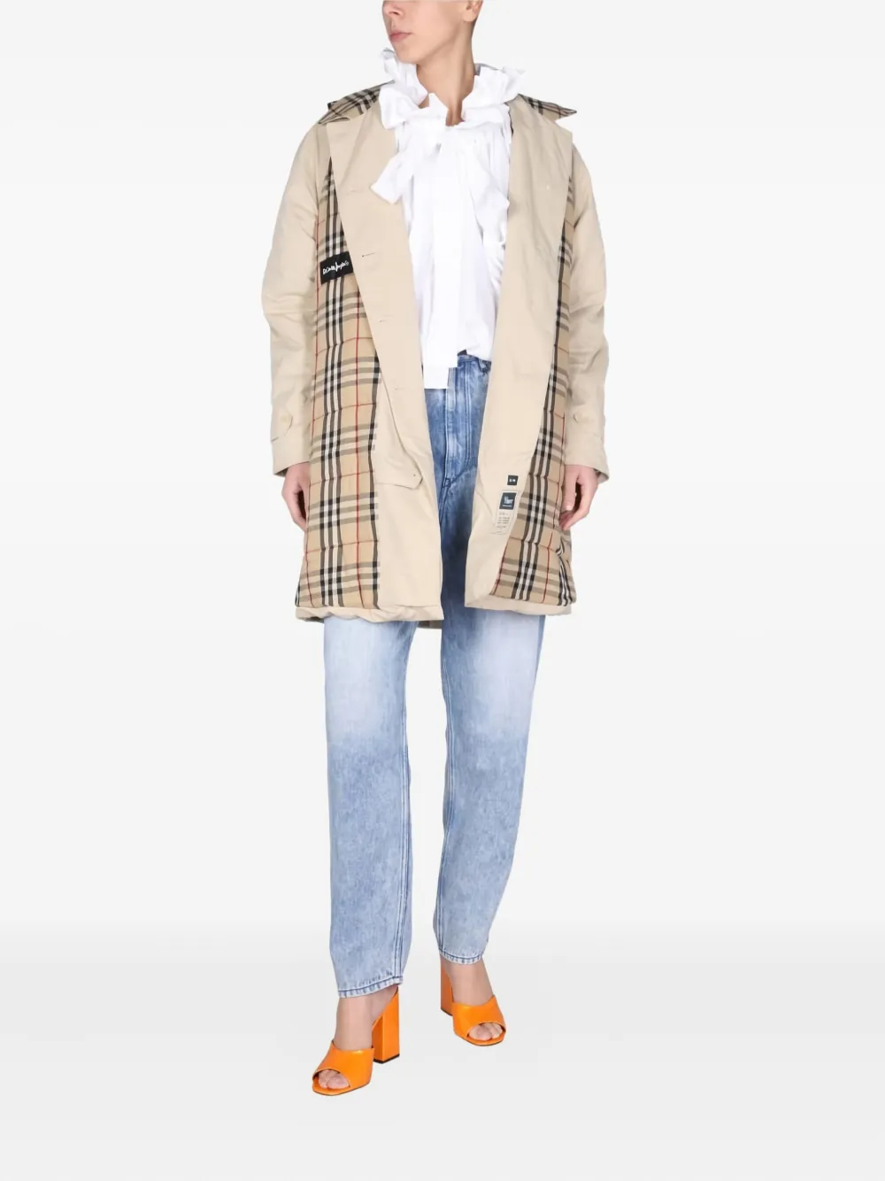 1/off Check Pattern Coat In Neutral