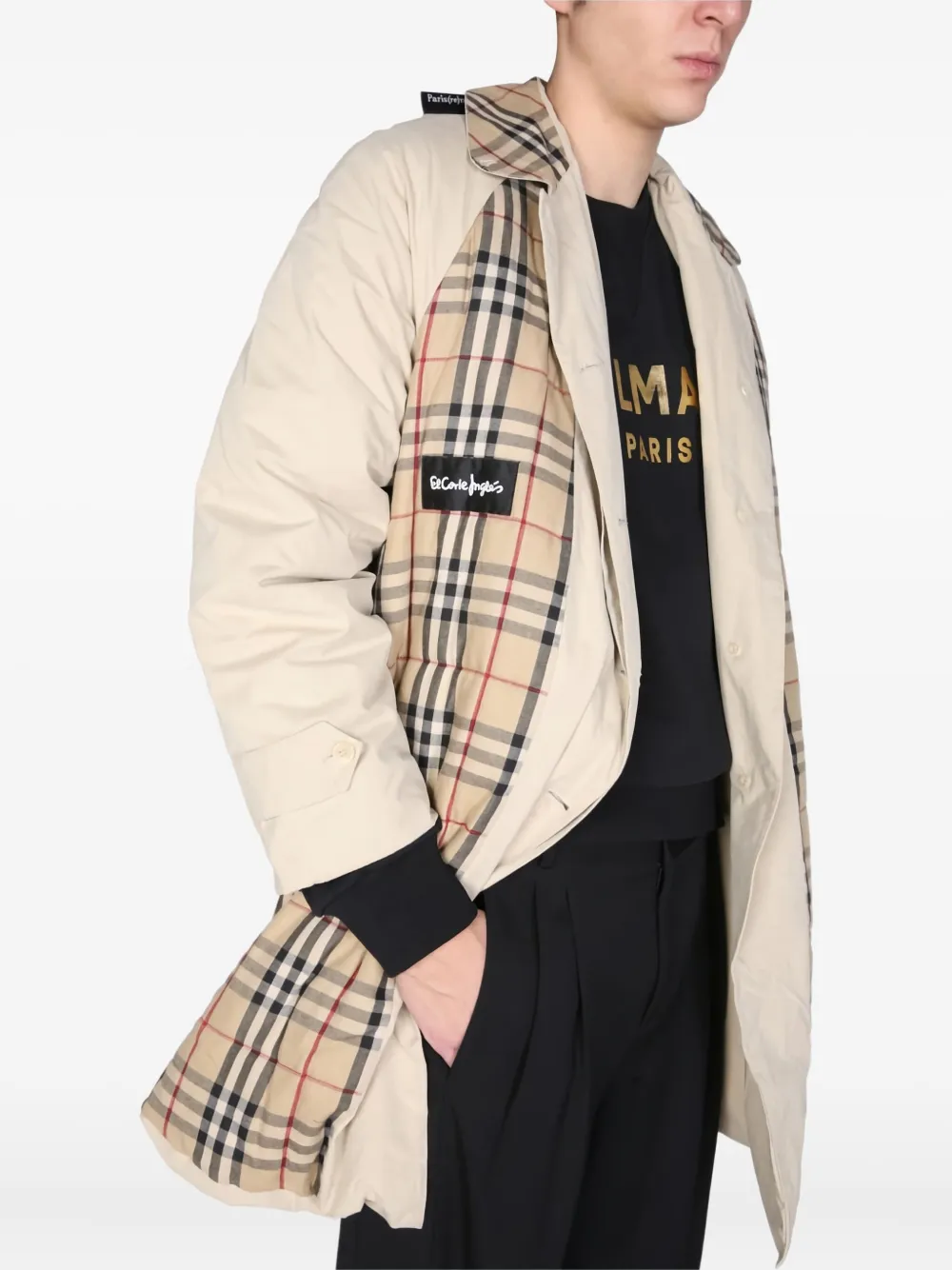1/off Check Pattern Coat In Neutral
