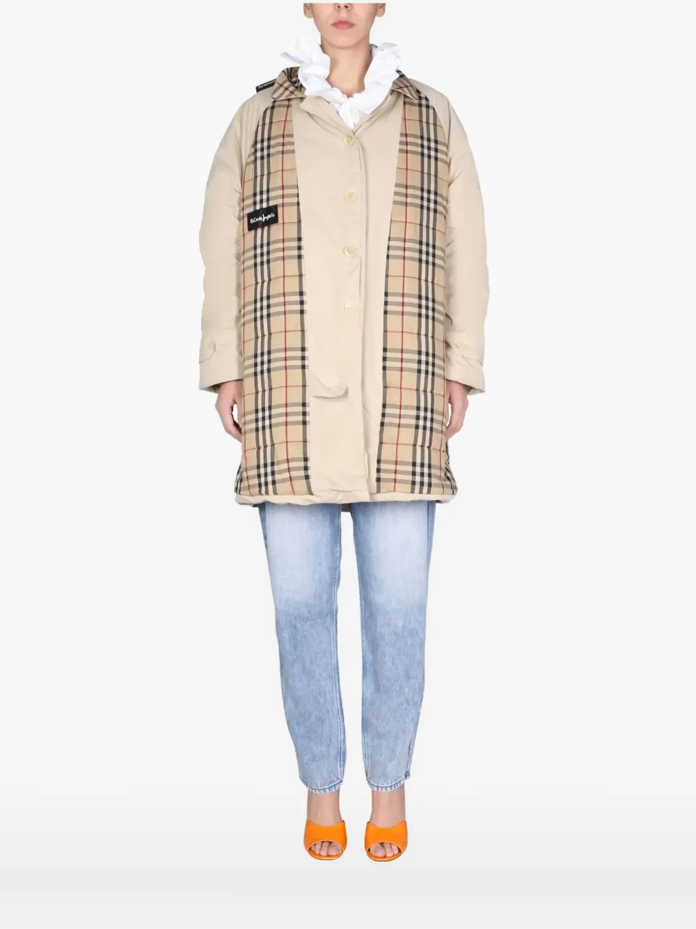 1/off Check Pattern Coat In Neutral