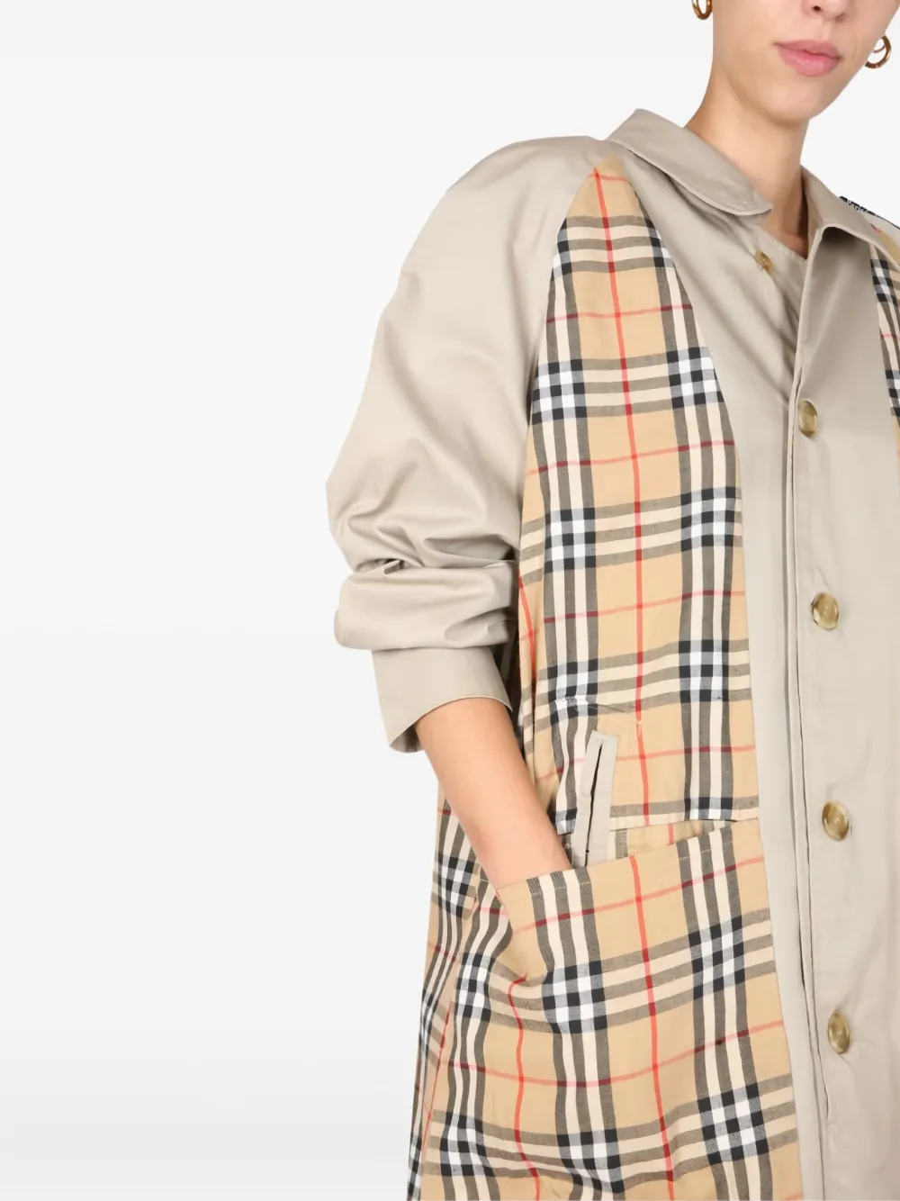 1/off Check Pattern Coat In Neutral