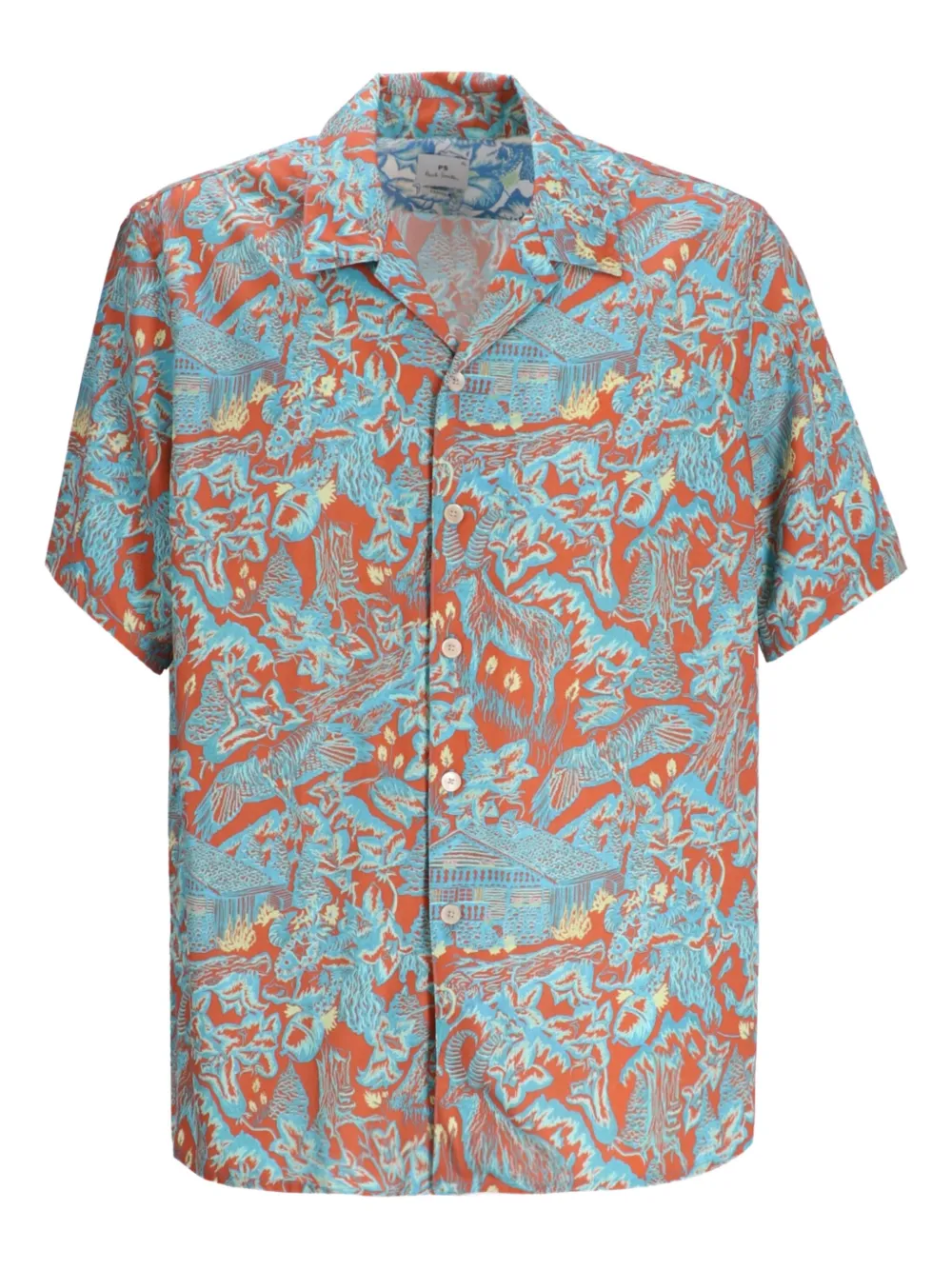 Paul Smith graphic-print shirt Blauw