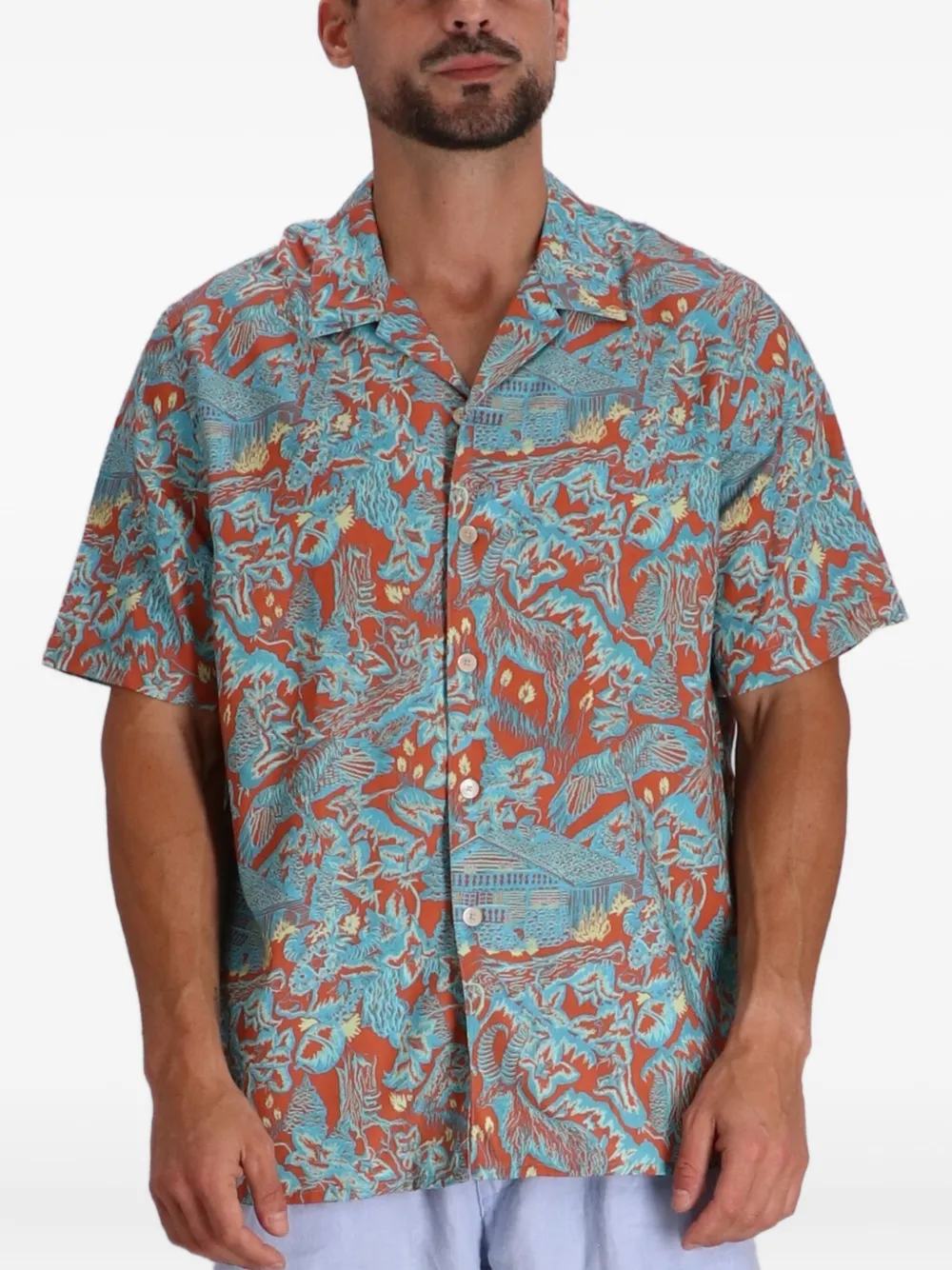 Paul Smith graphic-print shirt Blauw