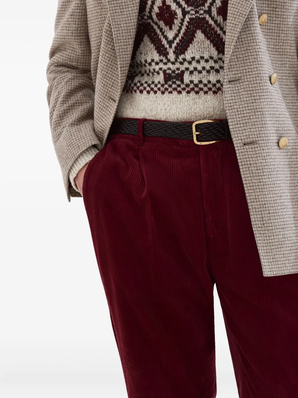 Brunello Cucinelli Plooibroek met toelopende pijpen Rood