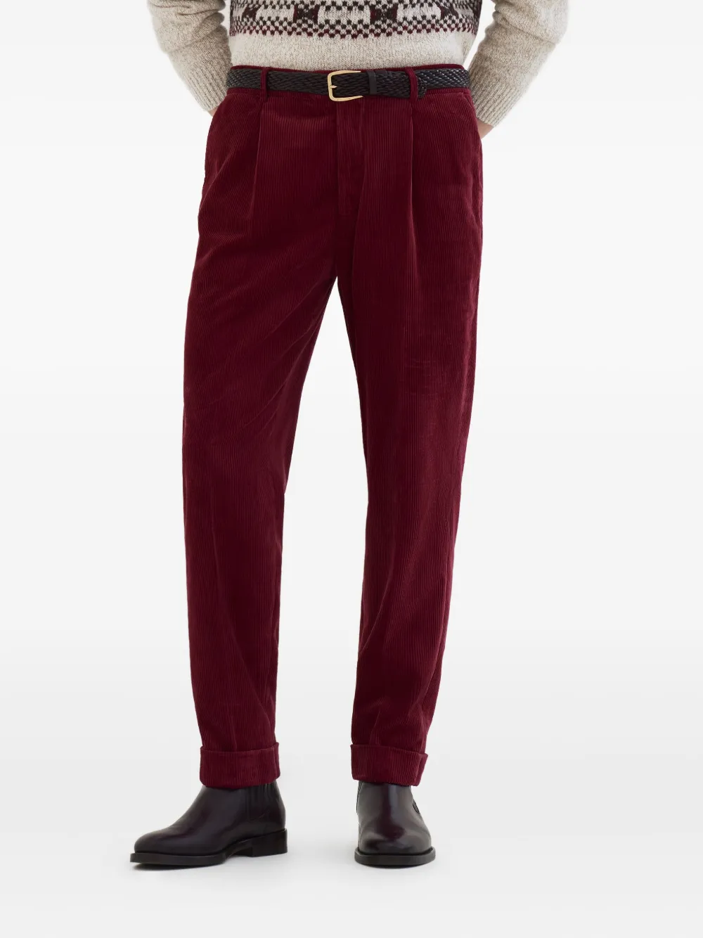 Brunello Cucinelli Plooibroek met toelopende pijpen Rood