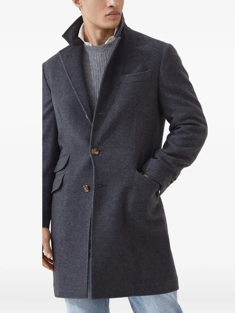 Brunello Cucinelli Kasjmier jas Grijs