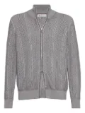 Brunello Cucinelli herringbone-pattern cardigan - Grey