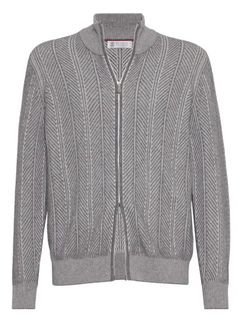 Brunello Cucinelli Cardigan mit Fischgrätenmuster