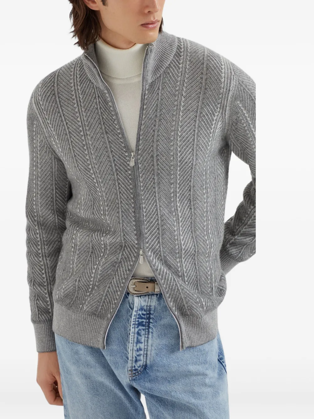 Brunello Cucinelli Vest met visgraat-patroon Grijs