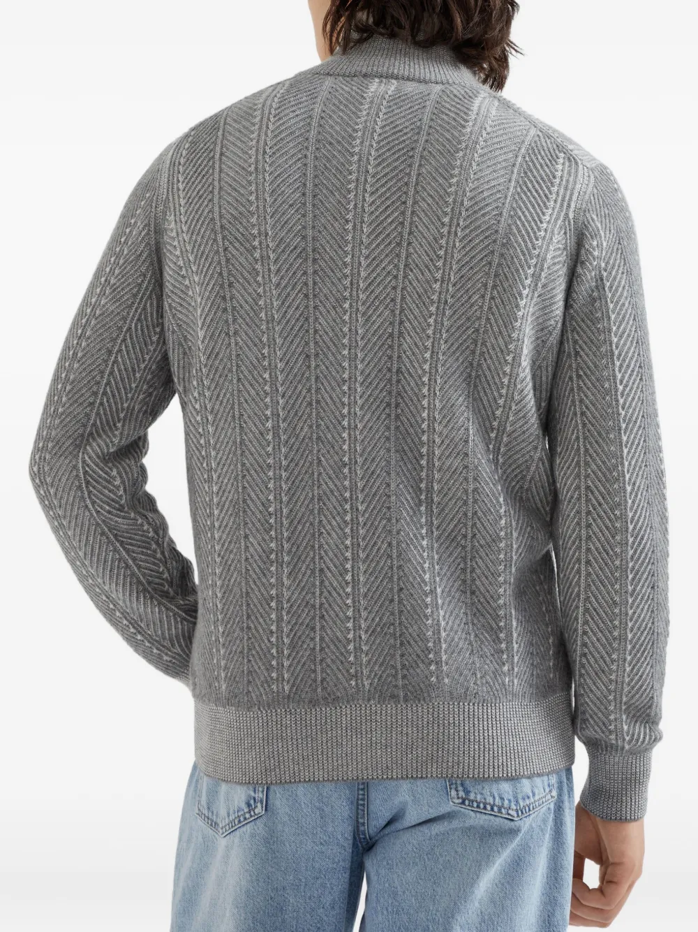 Brunello Cucinelli Vest met visgraat-patroon Grijs