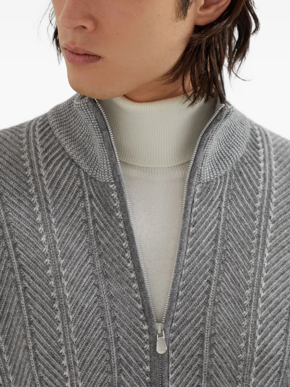 Brunello Cucinelli Vest met visgraat-patroon Grijs