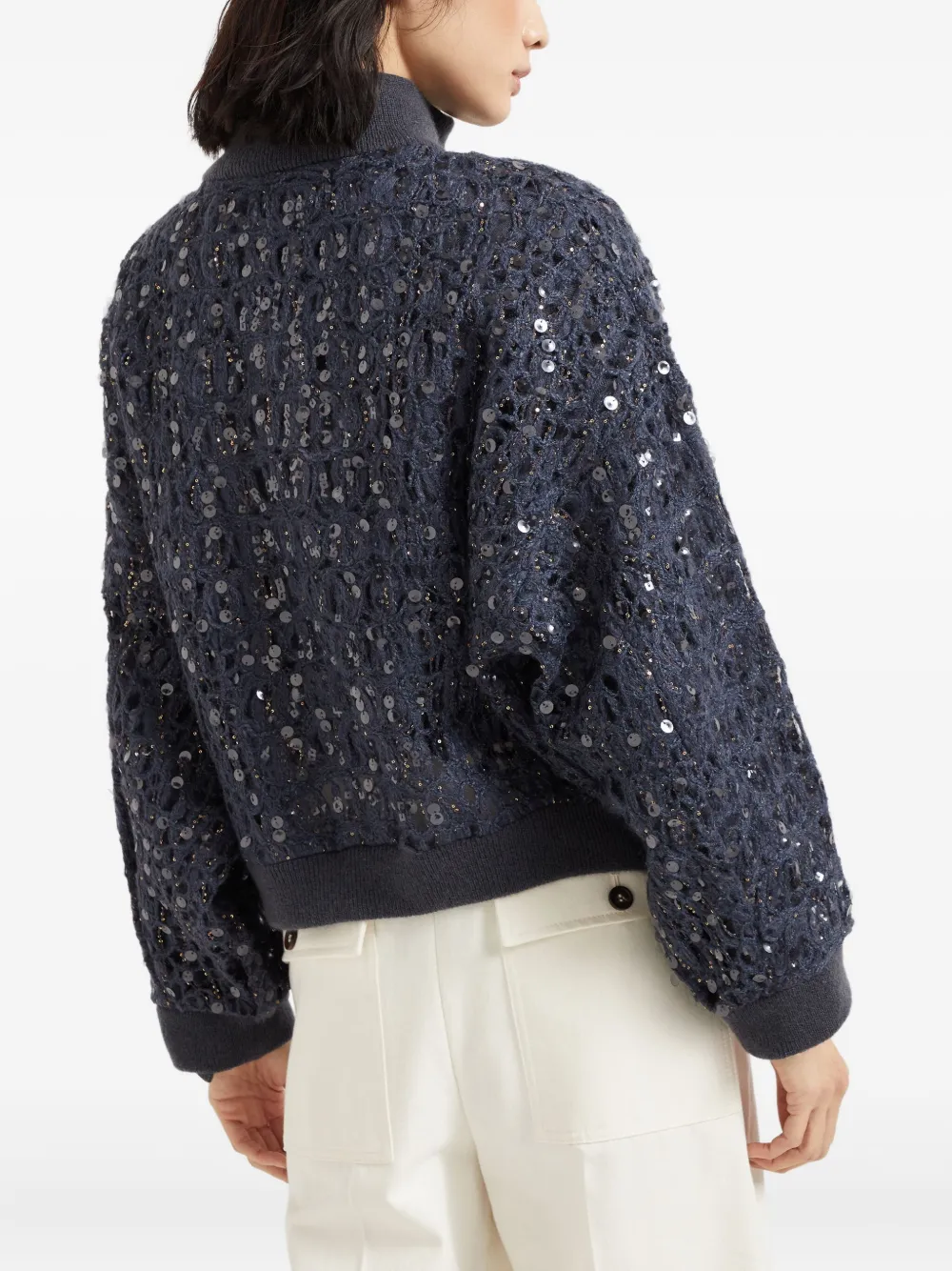 Brunello Cucinelli Dazzling vest met borduurwerk Blauw