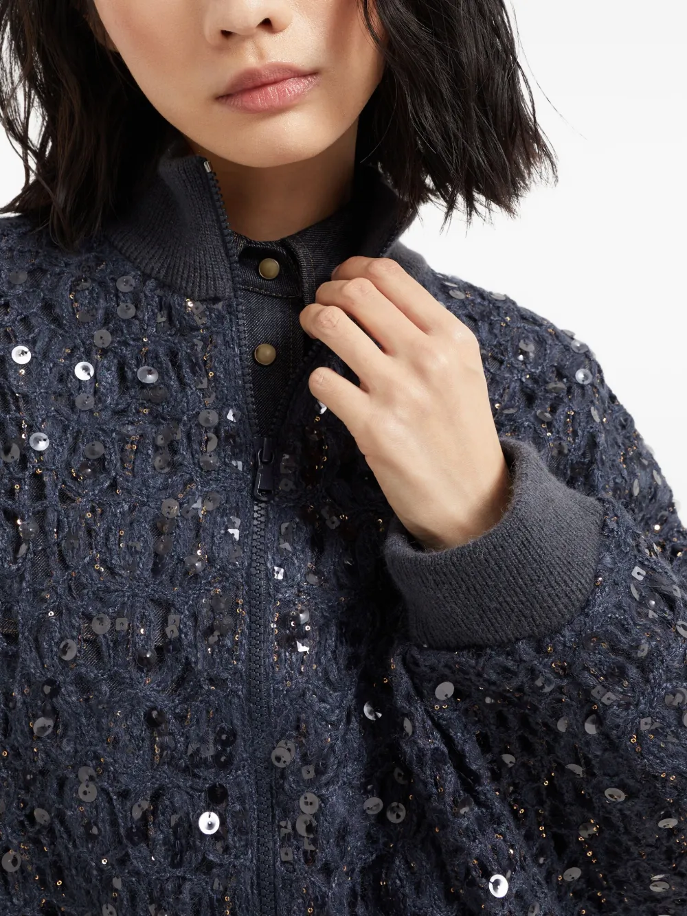 Brunello Cucinelli Dazzling vest met borduurwerk Blauw