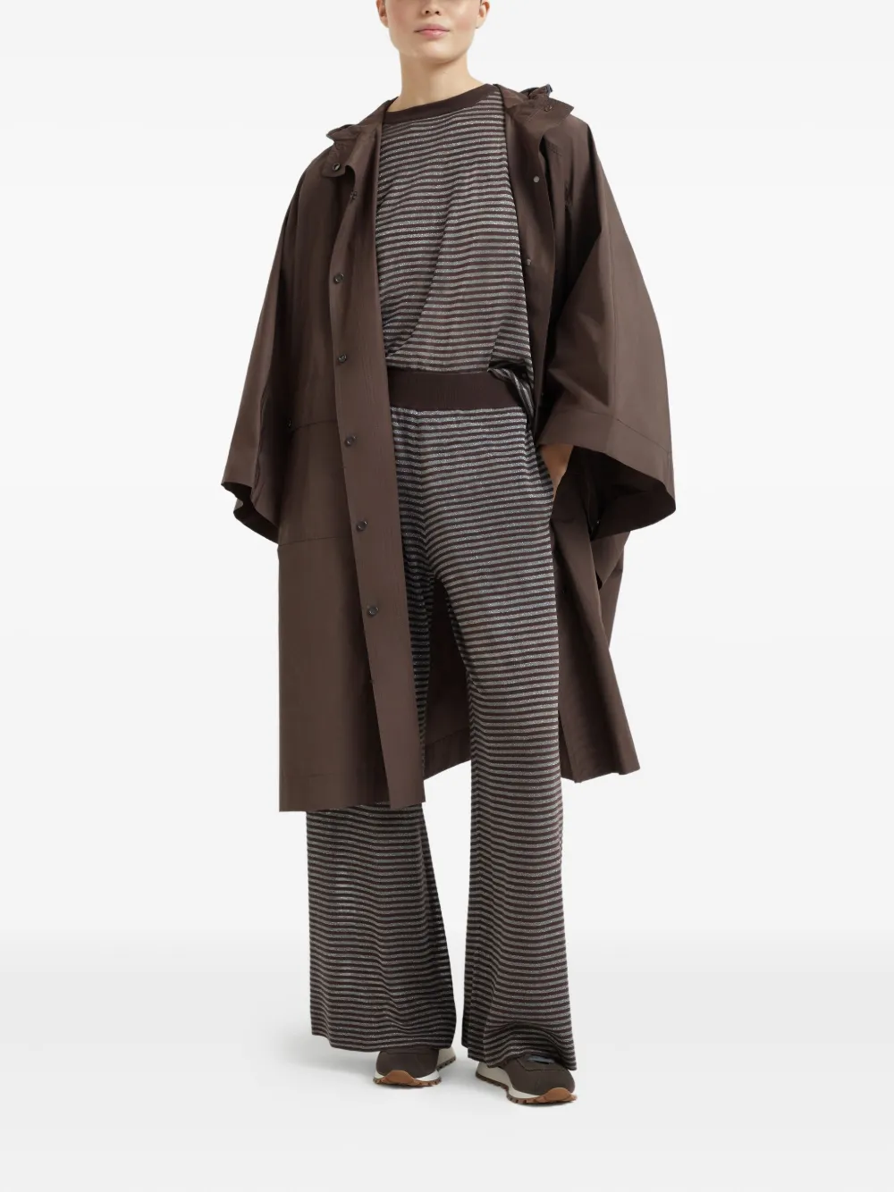 Brunello Cucinelli Gestreepte high waist broek - Bruin