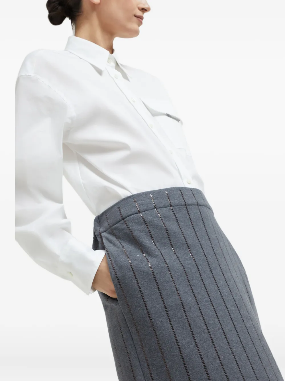 Brunello Cucinelli Midi-rok met pailletten Grijs
